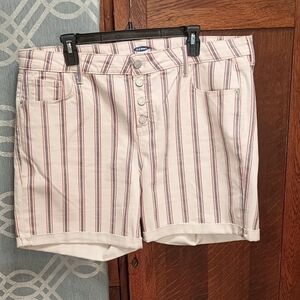 A2-20 Ivory Denim Striped Shorts 18 old navy